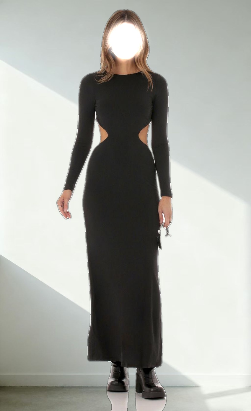 Cutout Open Back Dress in Black