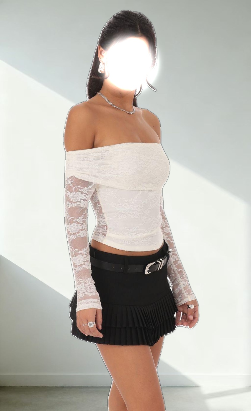 Lace Off Shoulder Top in Ivory