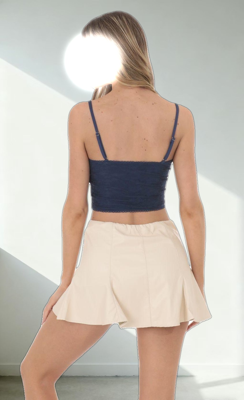 Triple Bow Lace Top in Navy