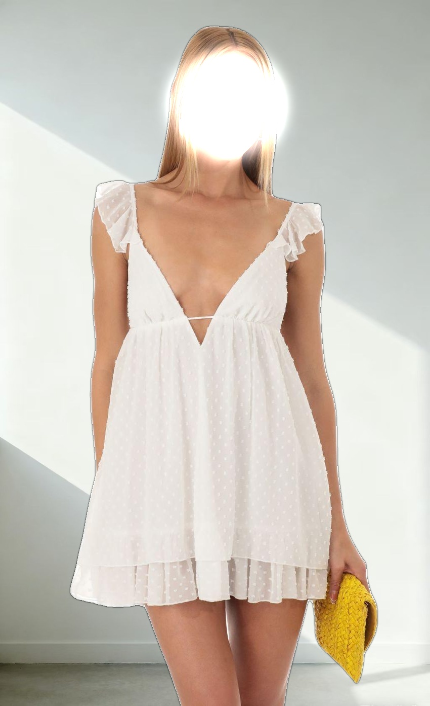 Dotted Flare Dress in White