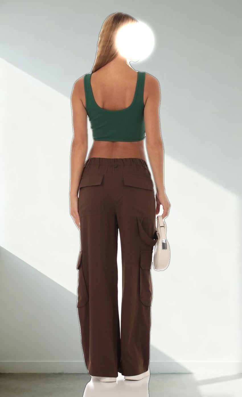 Ribbed Corset Tank Top in Green