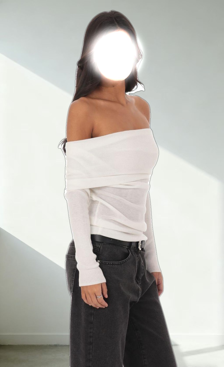 Fold Over Off Shoulder Top in White