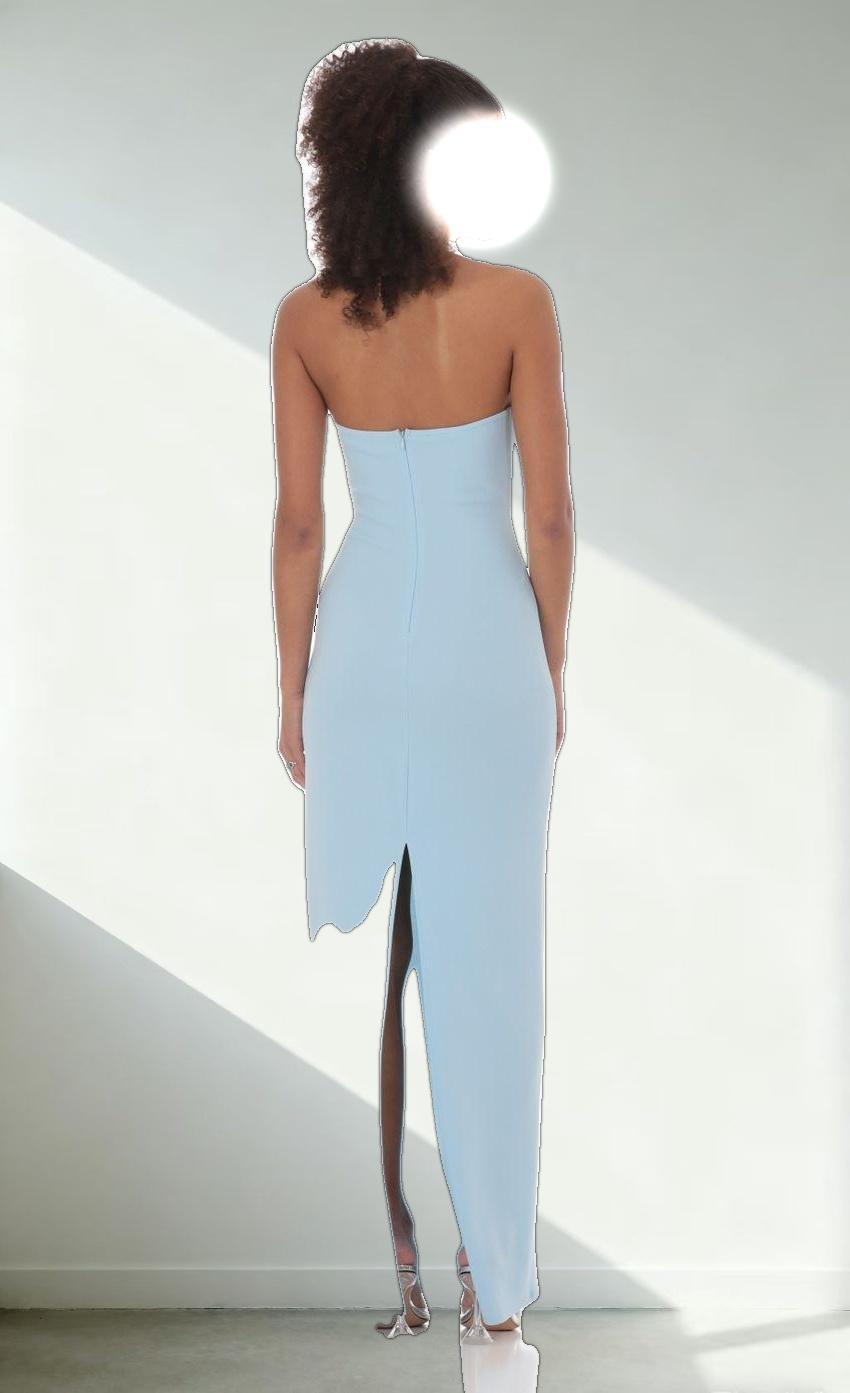 Bow Cutout Strapless Maxi Dress in Blue