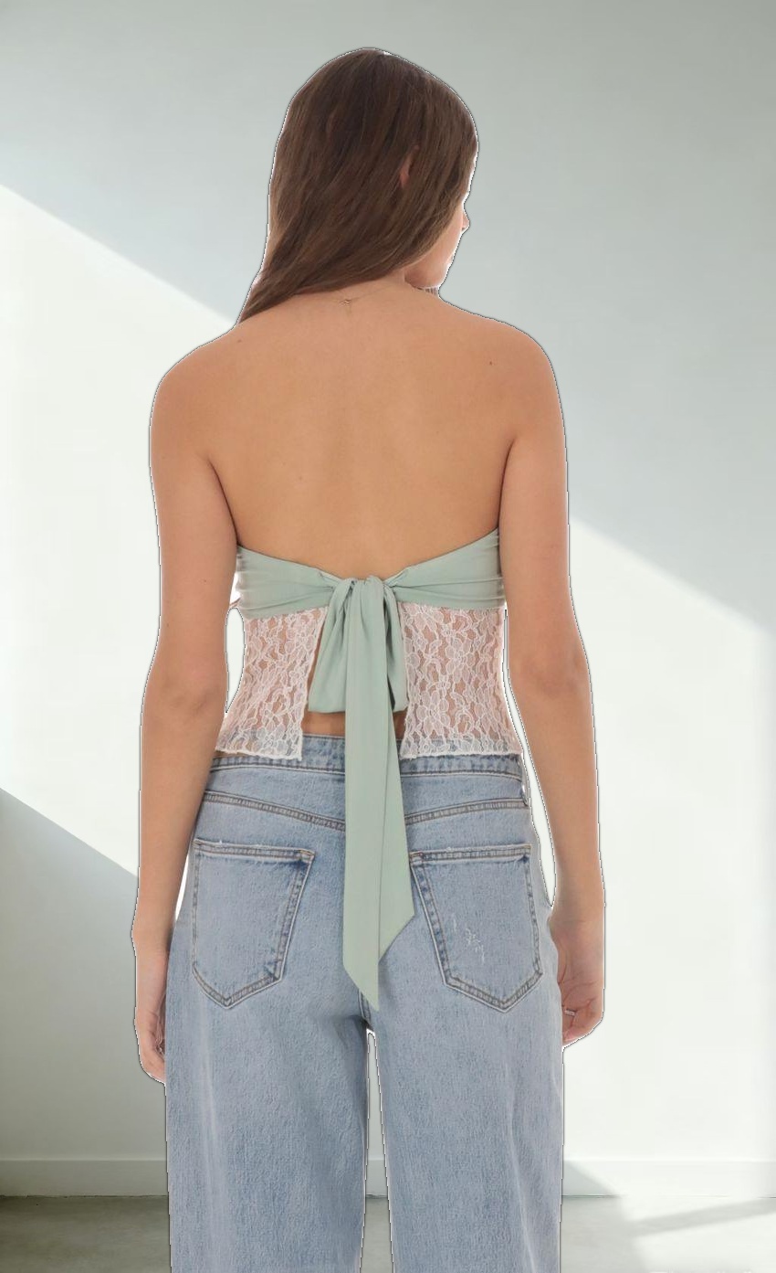 Strapless Lace Top in Sage