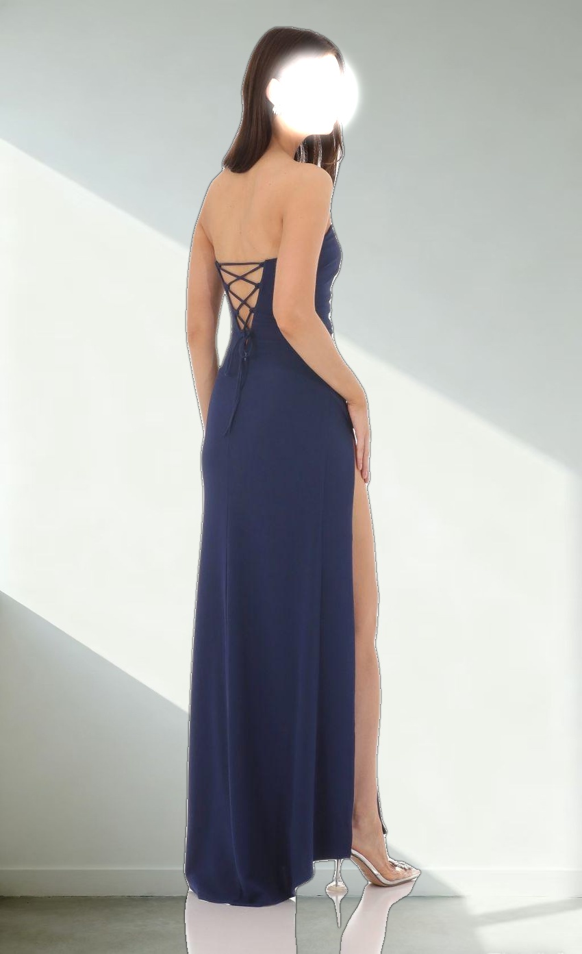 Strapless Corset Maxi Dress in Navy