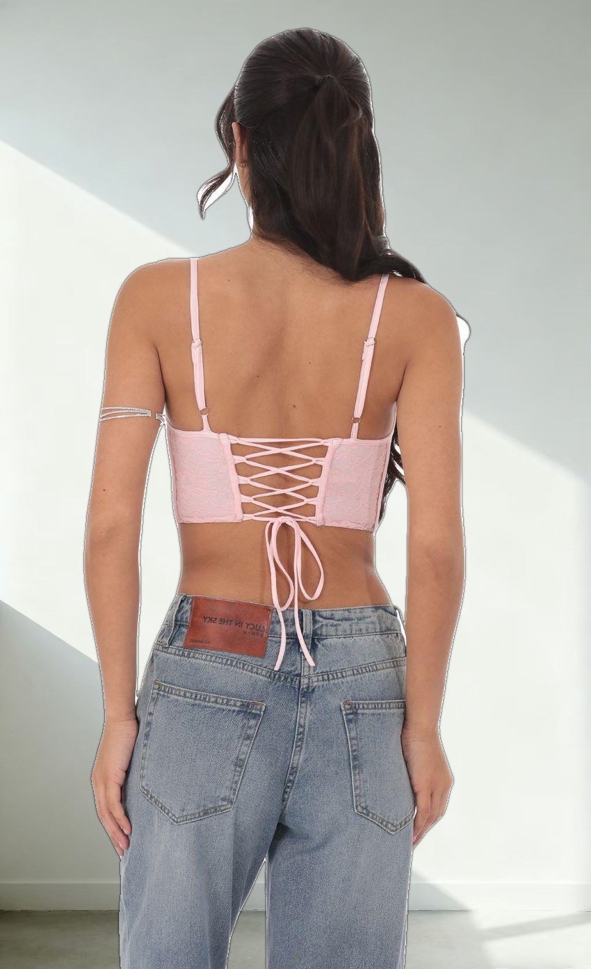 Lace Corset Top in Pink