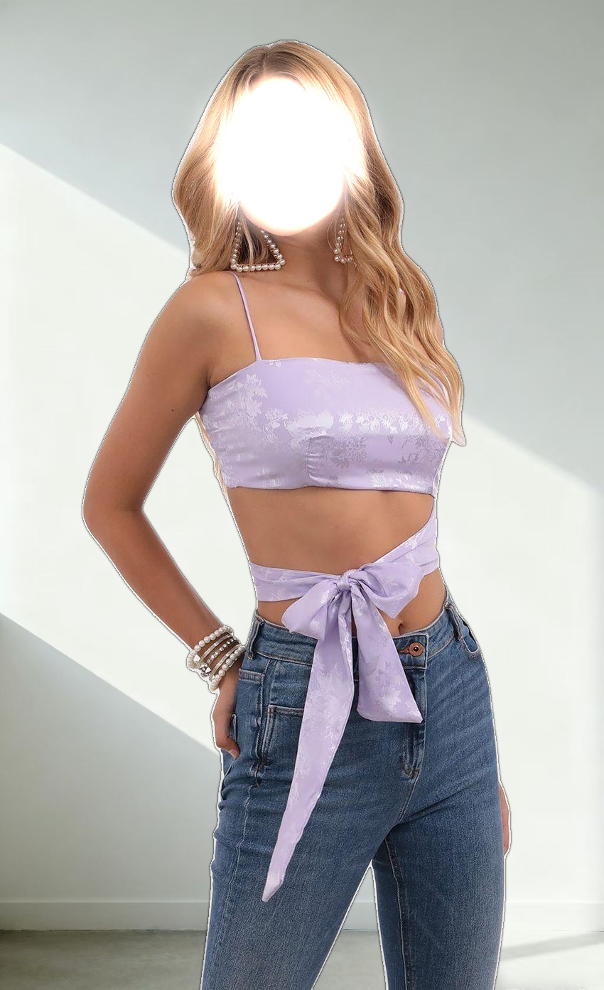 Jacquard Wrap Top in Lavender