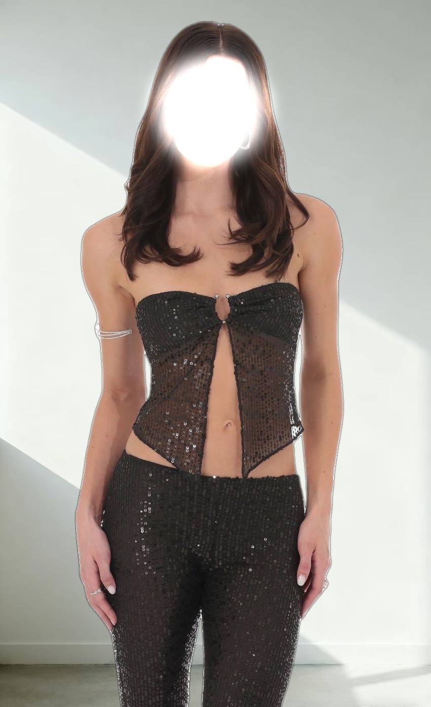 Sequin Flyaway Top in Black