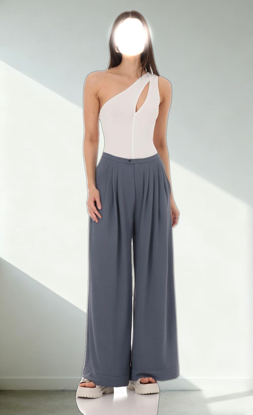 One Shoulder Keyhole Bodysuit in White