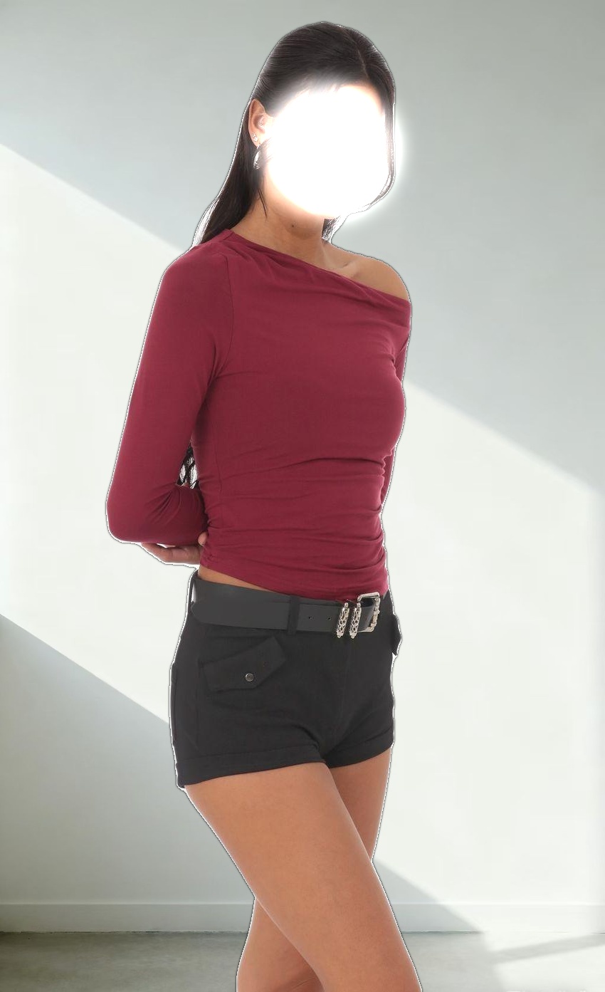 Silver Belted Hardware Shorts in Black