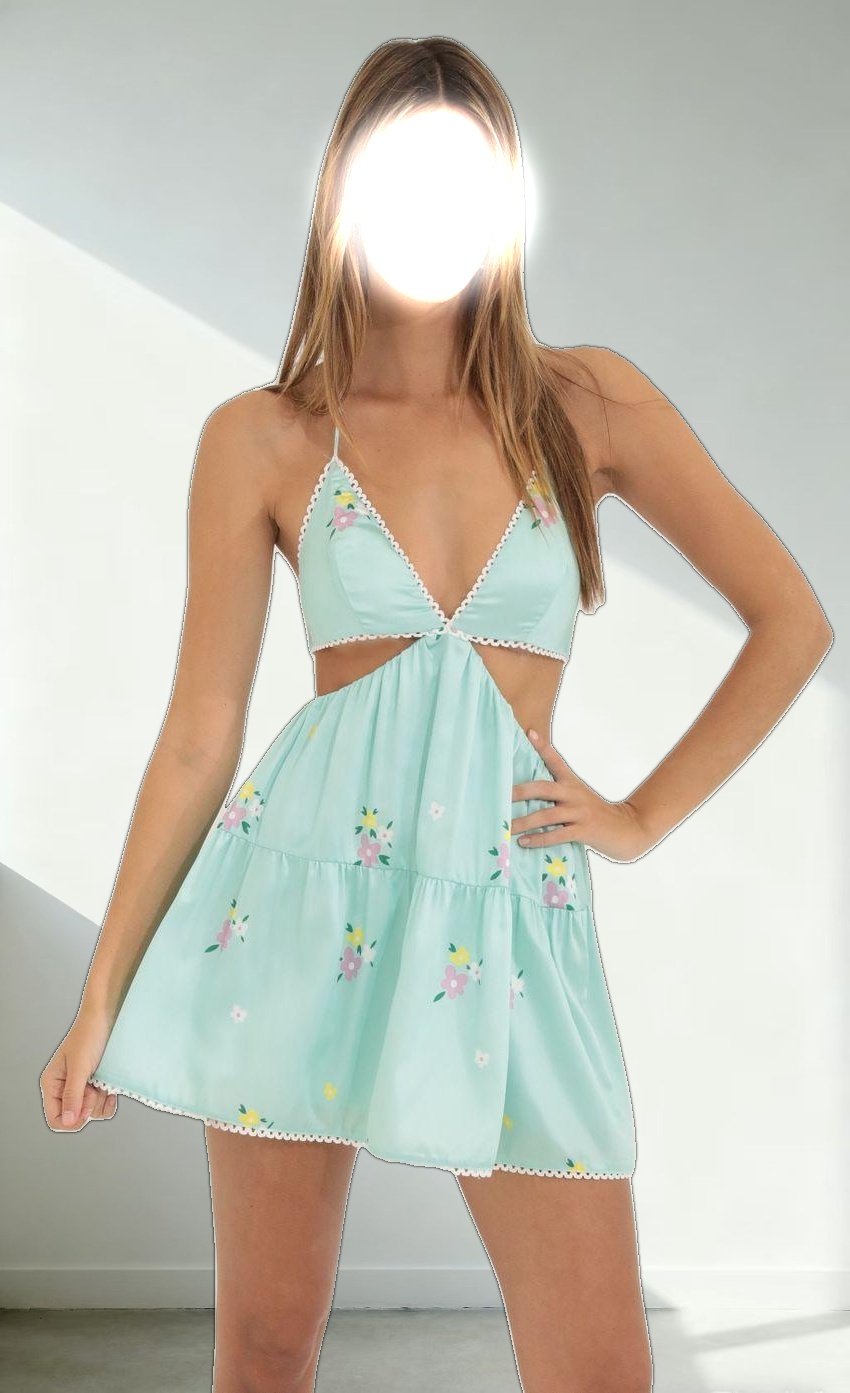Cutout Flare Dress in Turquoise