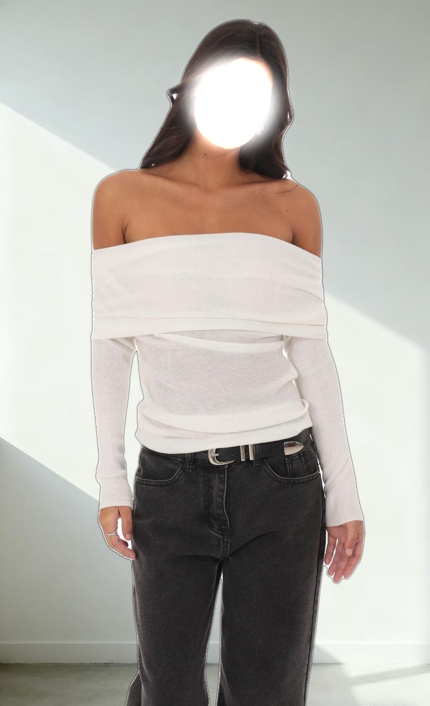 Fold Over Off Shoulder Top in White