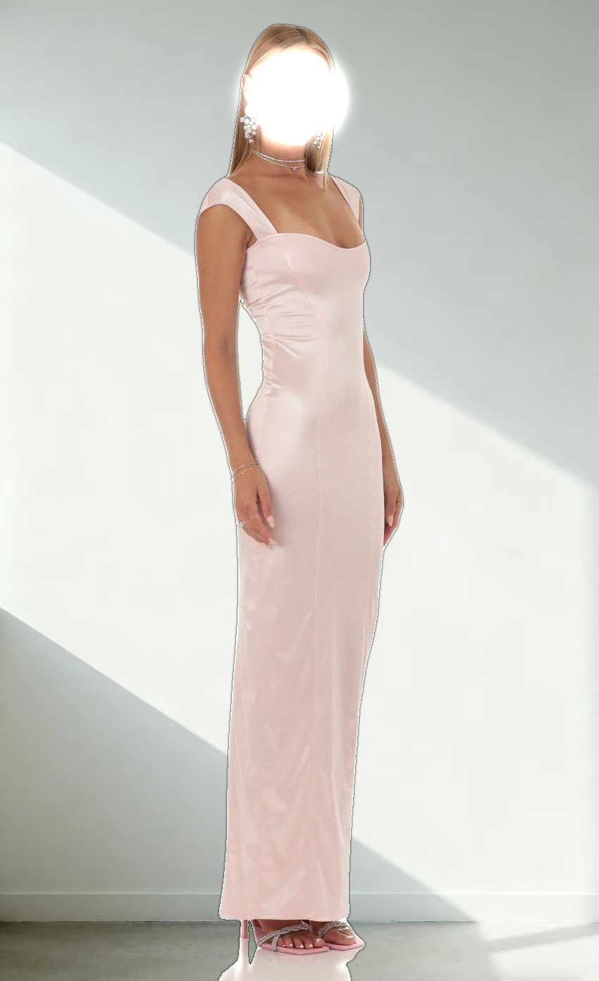 Satin Maxi Dress in Pink
