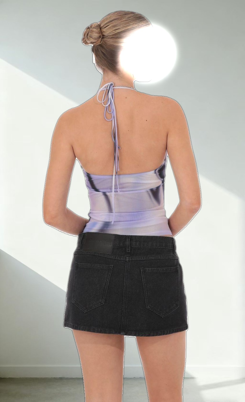 Swirl Mesh Halter Top in Lavender