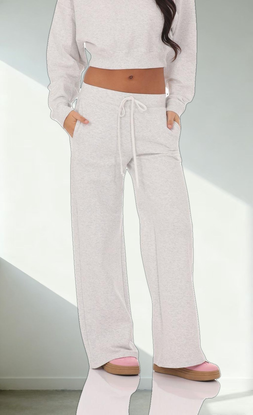 Bow Embroidered Sweatpants in Heather Grey