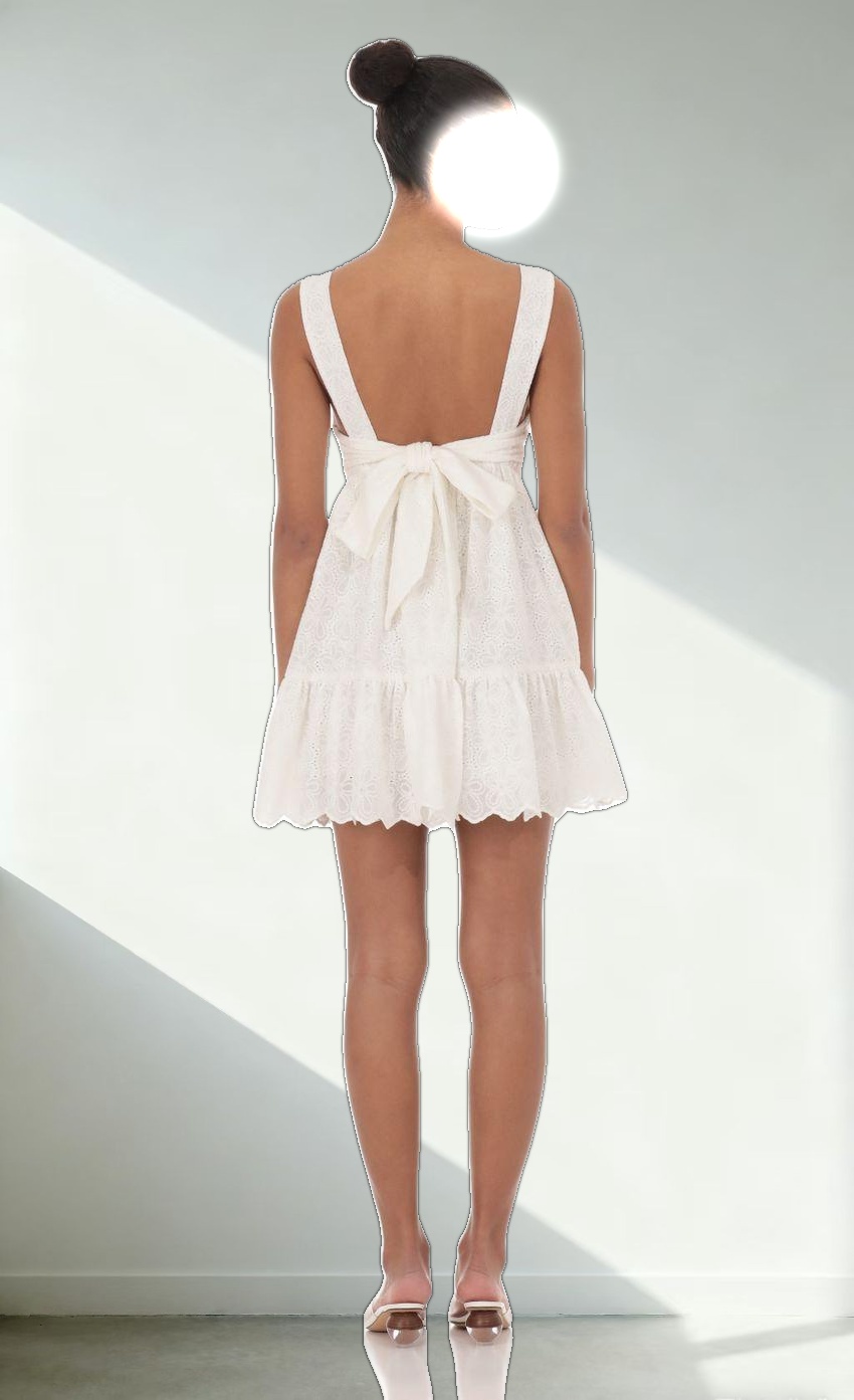 Floral Eyelet Dress in White