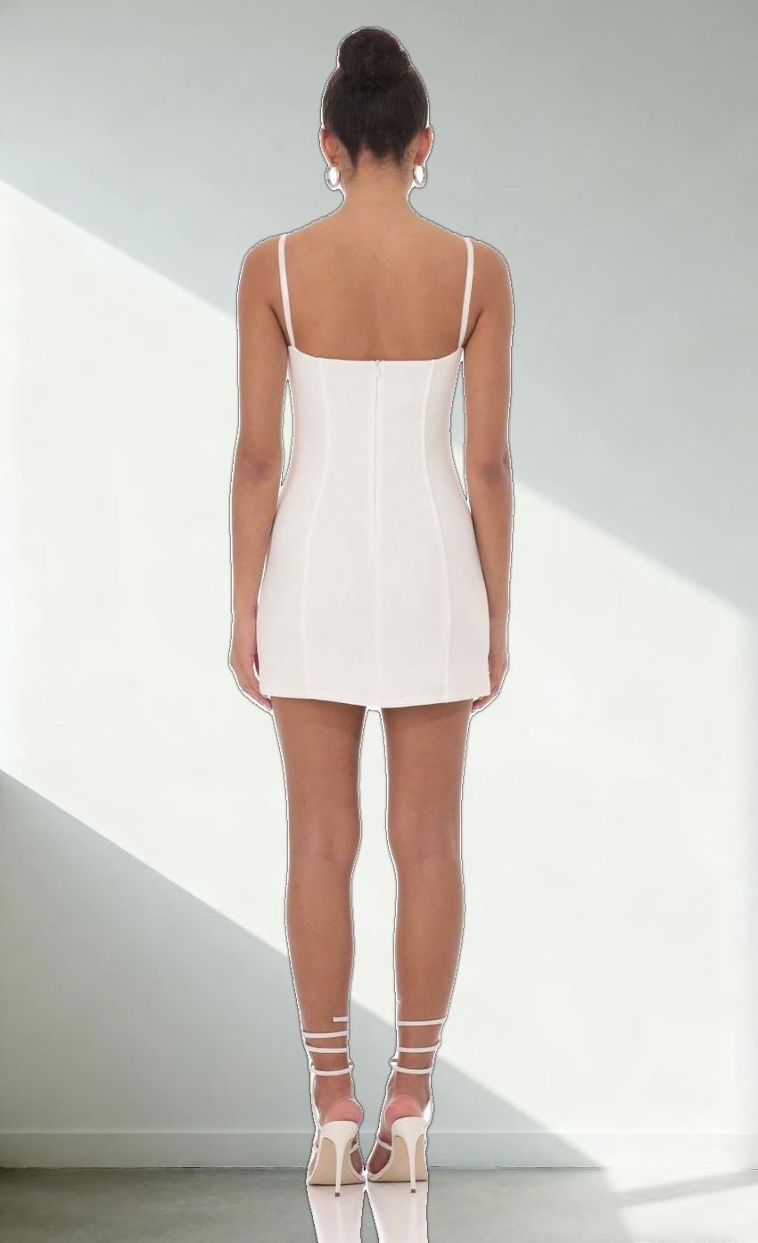 Bow Ties Bodycon Dress in White