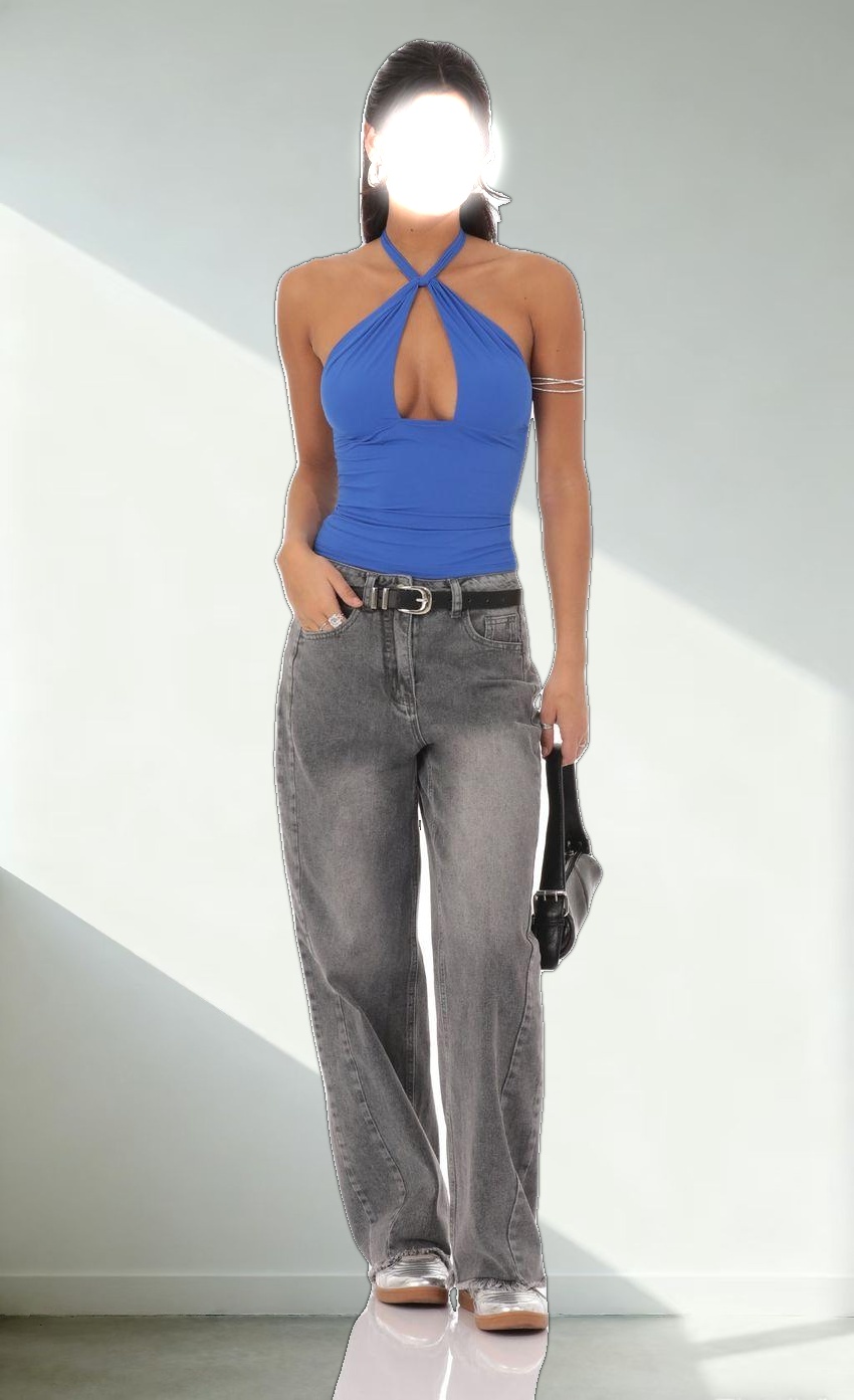 Faded Cutoff Jeans in Grey Denim