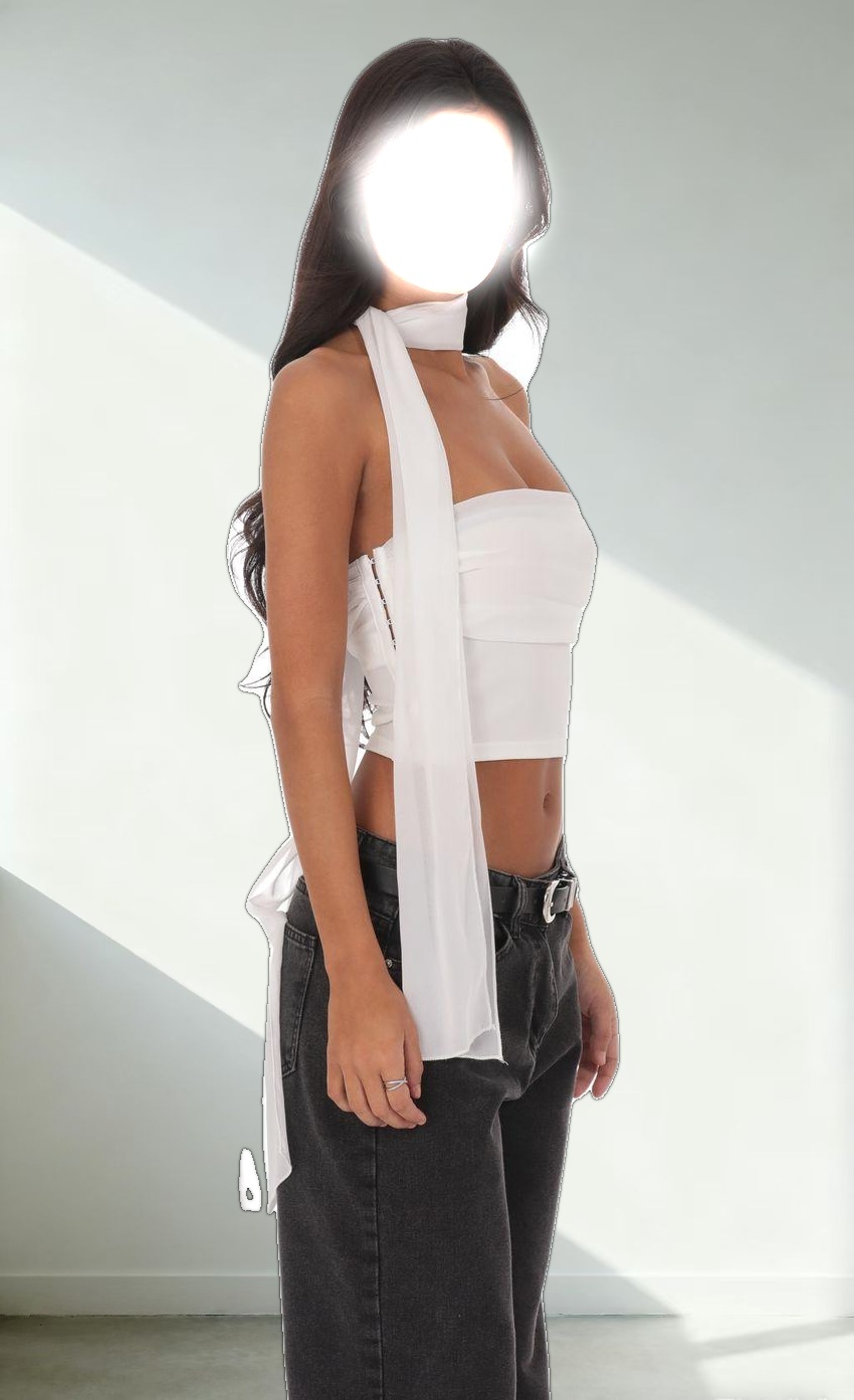 Strapless Scarf Top in White