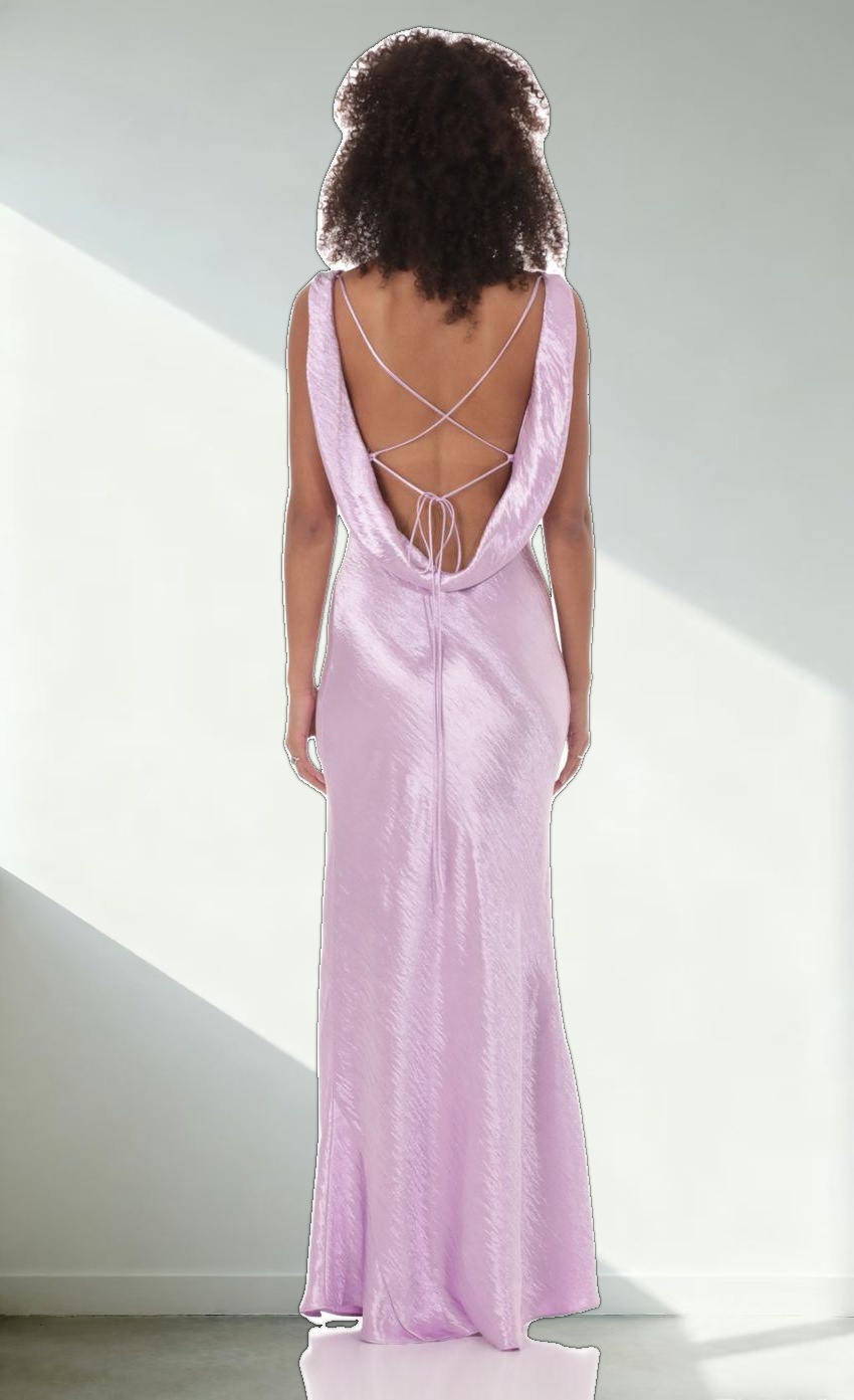 Satin Cowl Neck Maxi Dress in Lavender
