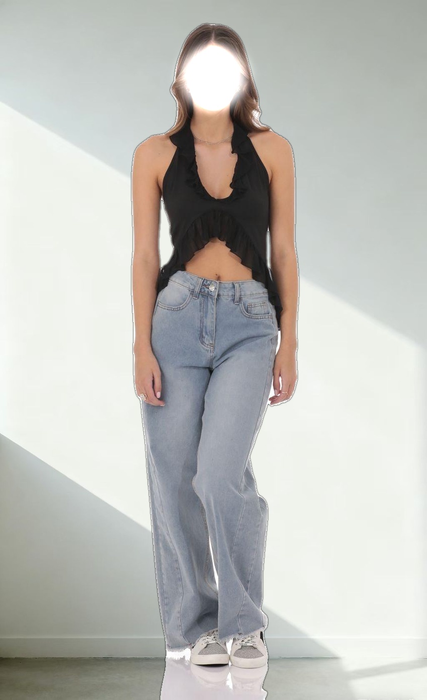 Ruffle Flyaway Top in Black