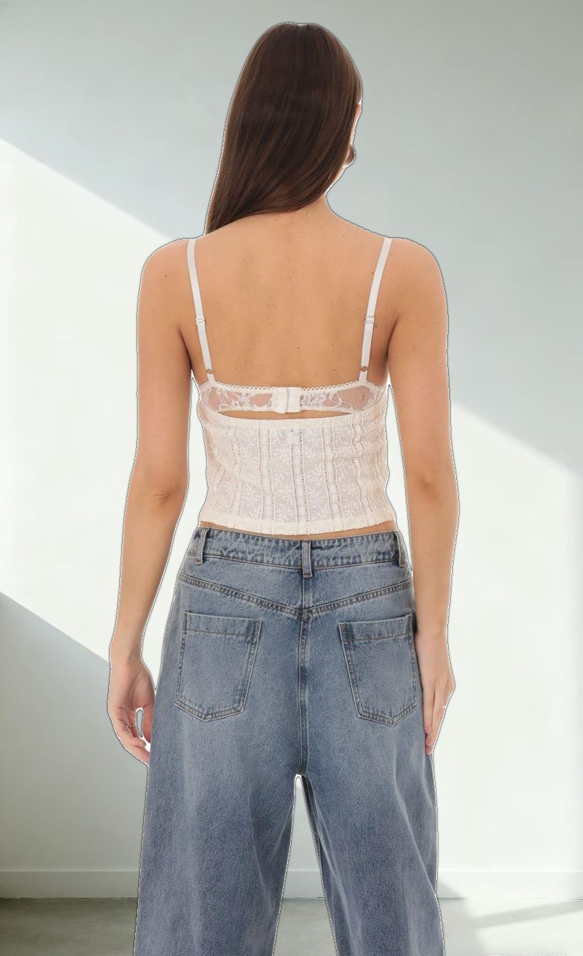 Textured Lace Top in Cream