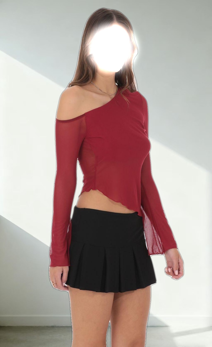 Asymmetrical Off Shoulder Top in Red