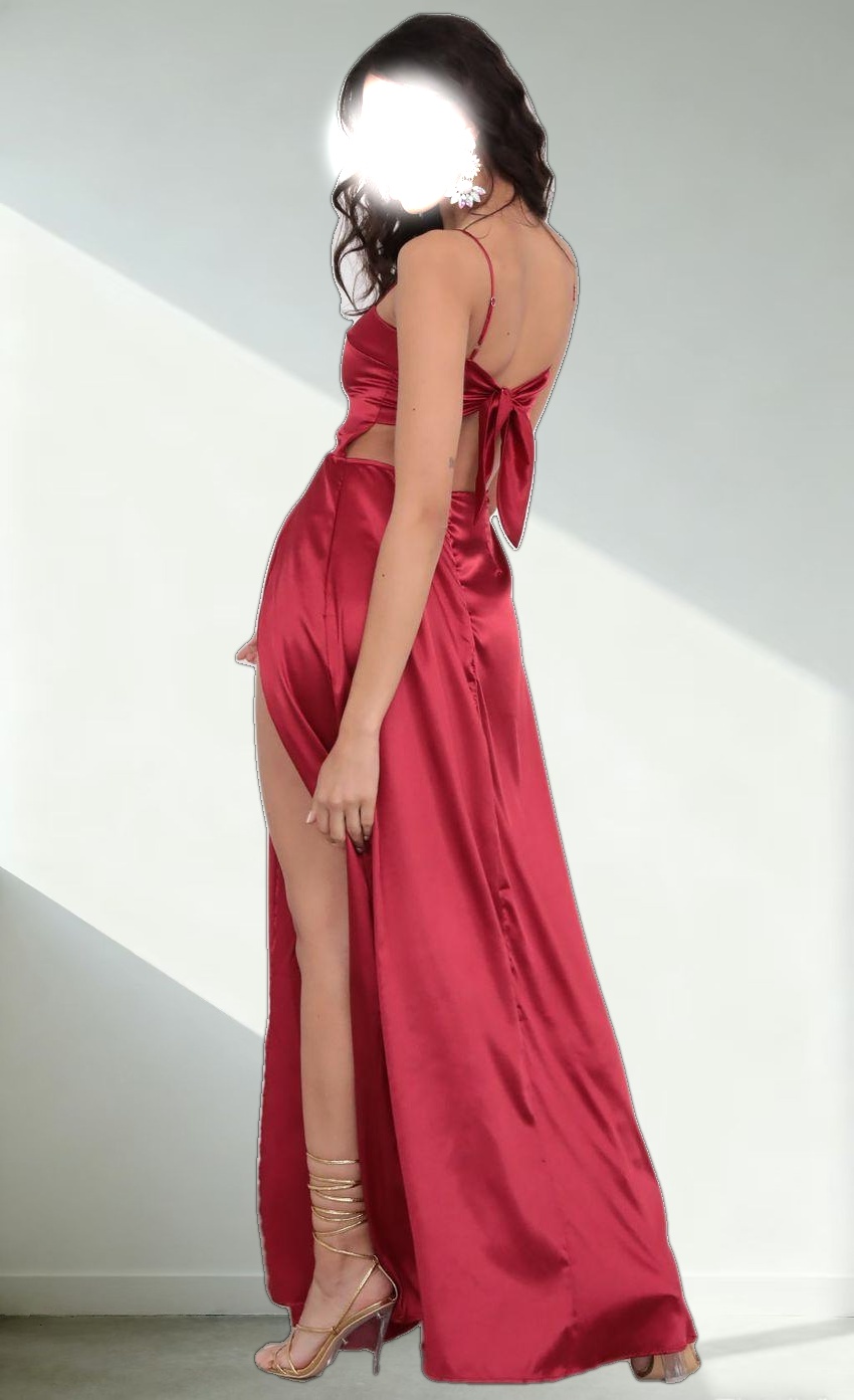 Satin Maxi Dress in Red