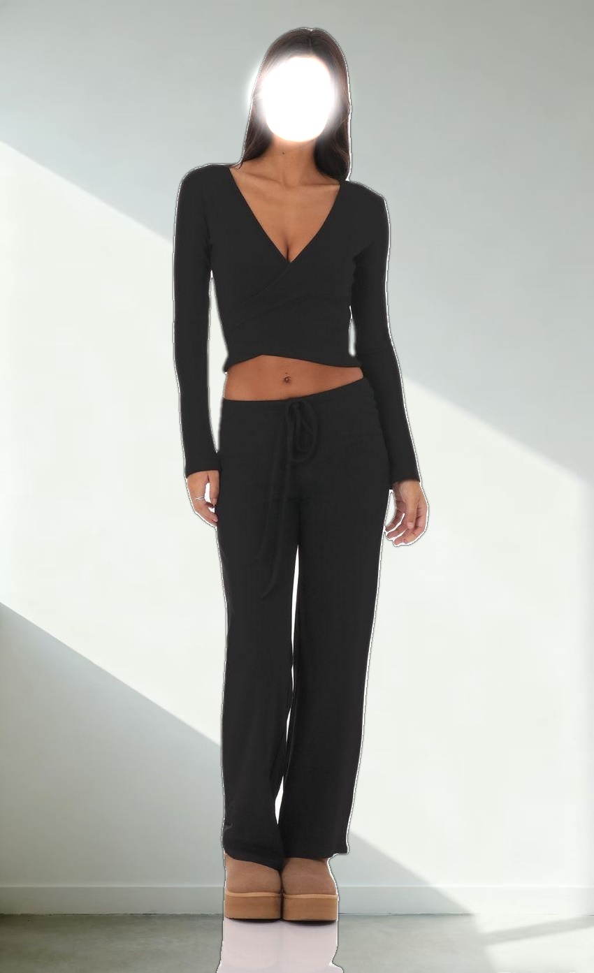 Two Piece Wrap Set in Black