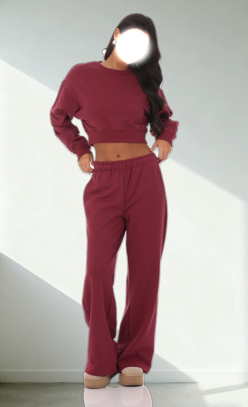 Back Pocket Straight Sweatpants in Maroon