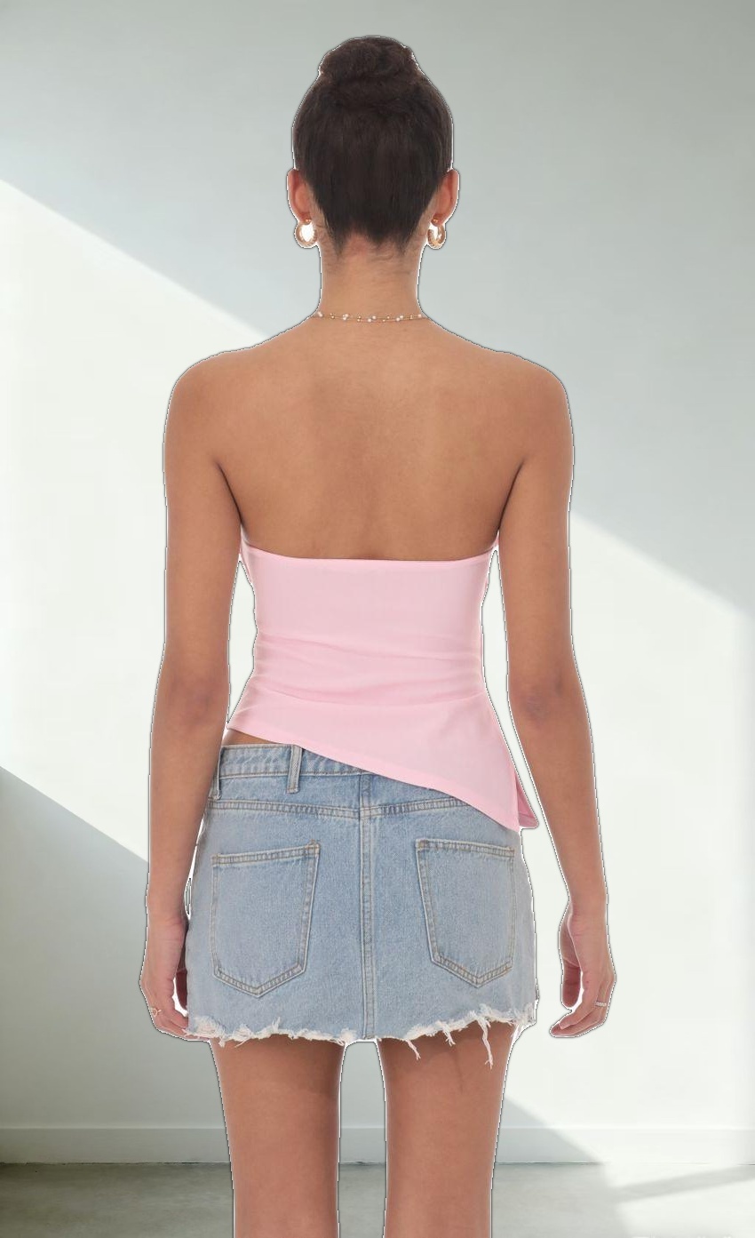 Strapless Side Slit Top in Pink