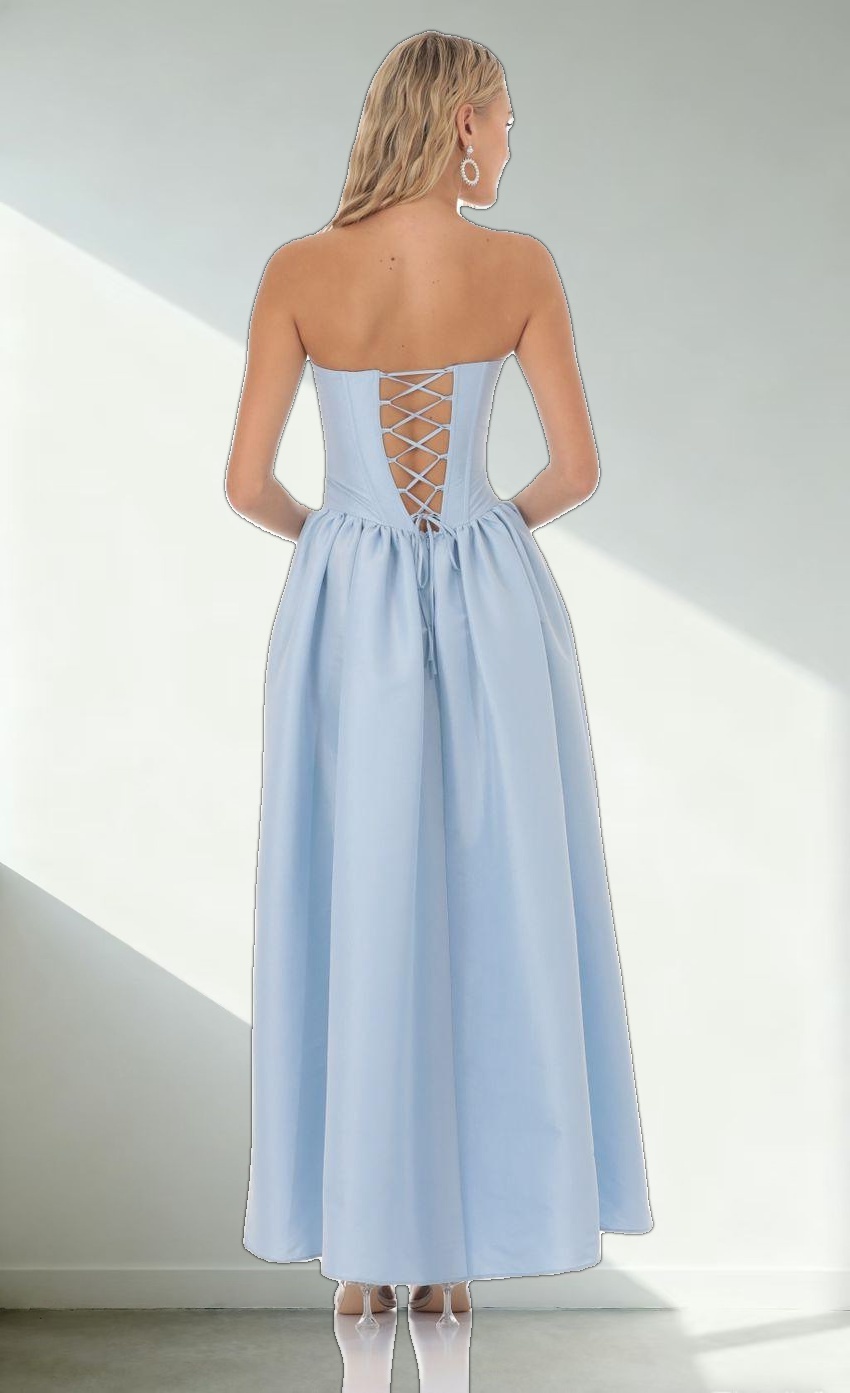 Strapless Corset Gown in Blue