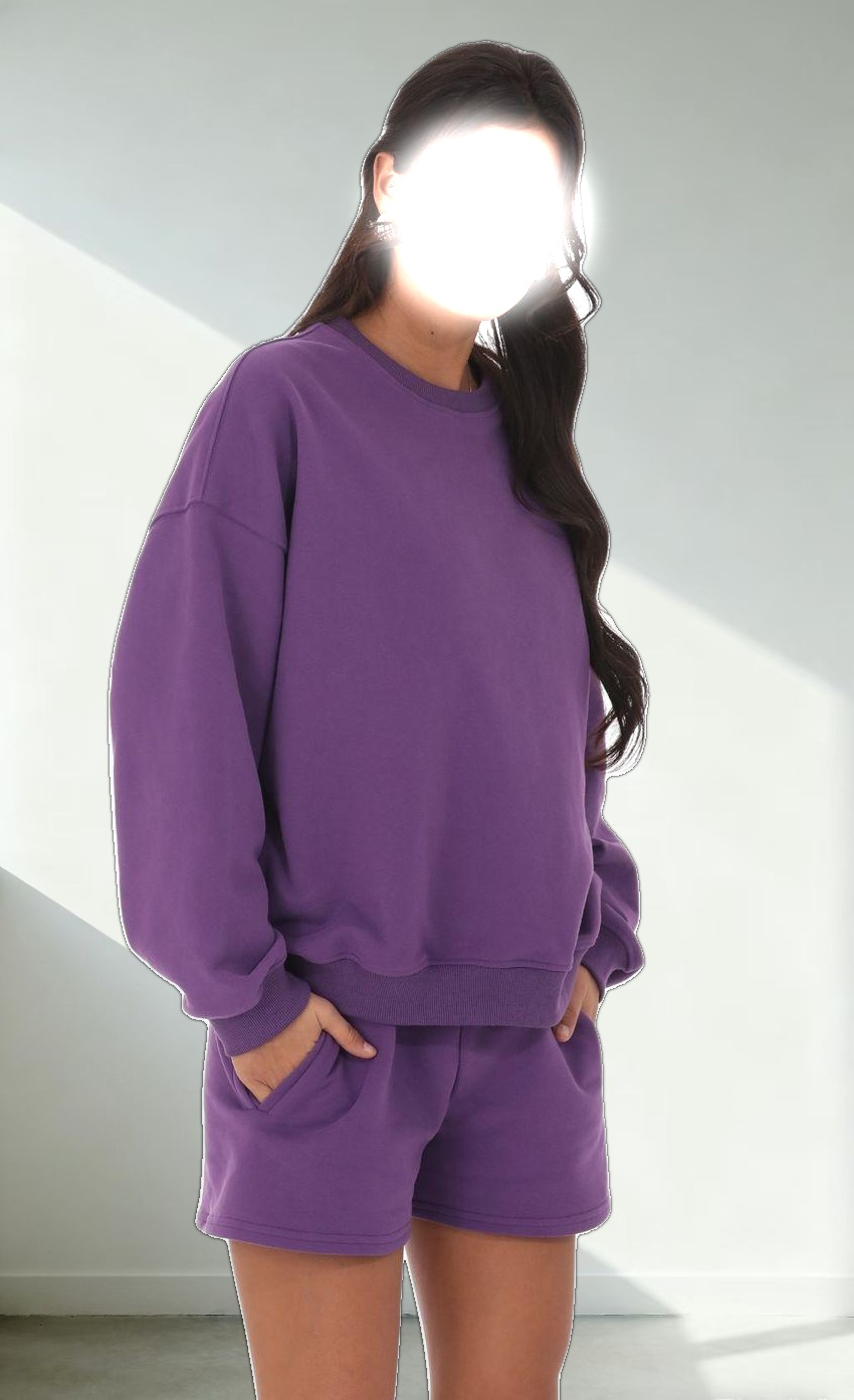 Fleece Sweat Shorts in Purple