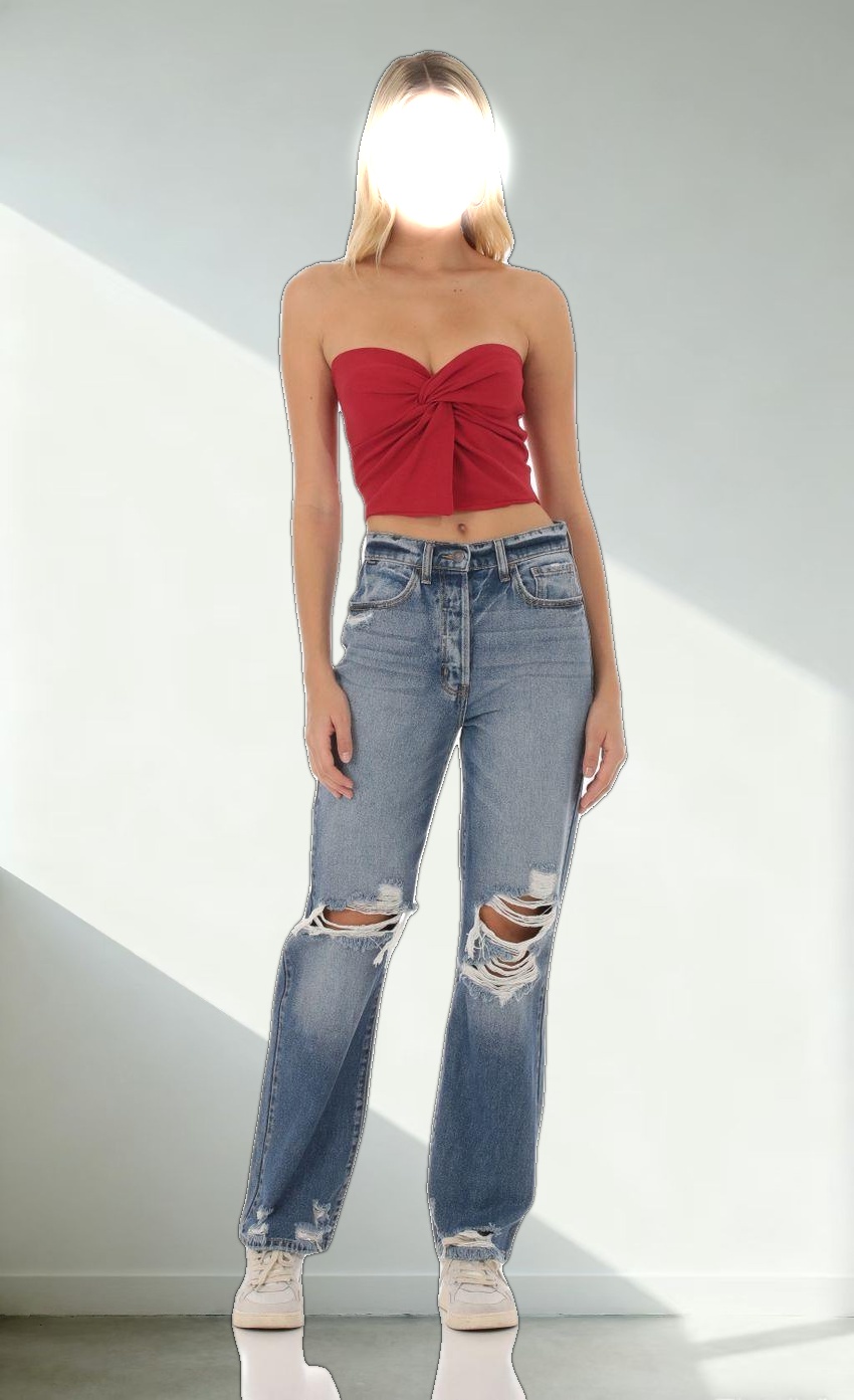 Distressed Jeans in Faded Denim