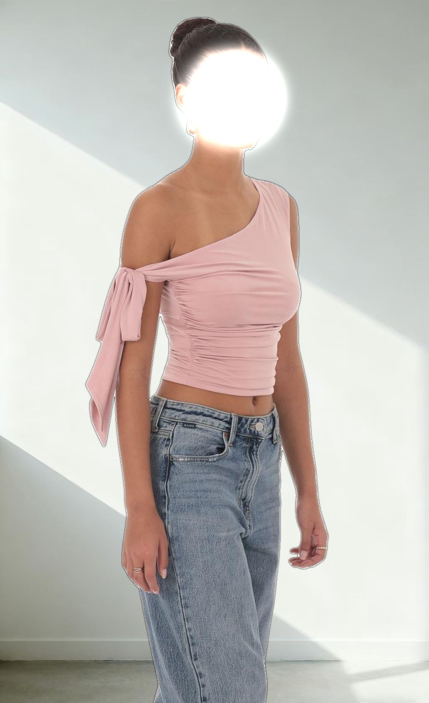 Off Should Tie Sleeve in Mauve Pink