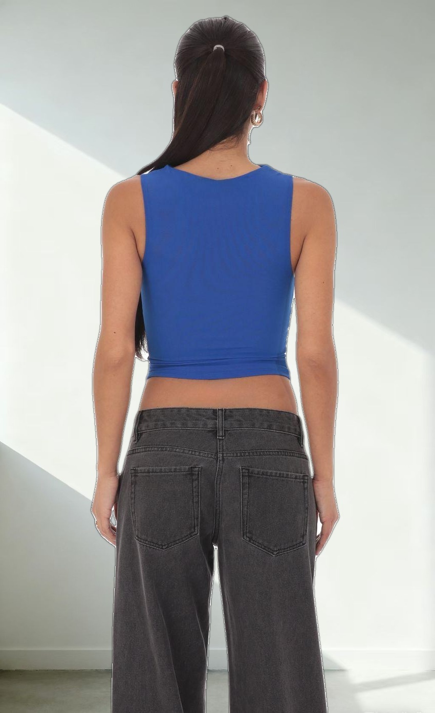 Mesh Ruched Top in Royal Blue