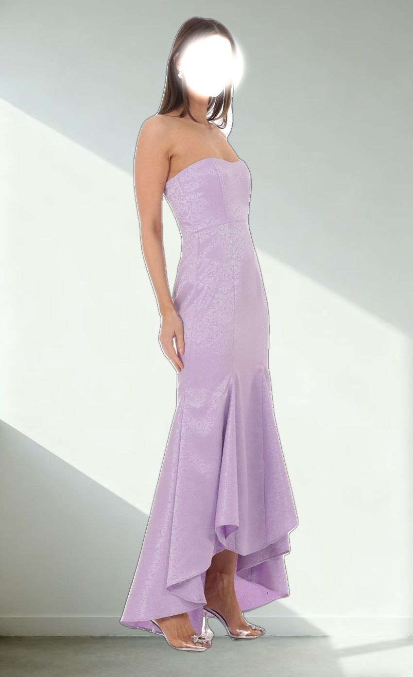Jacquard Corset Mermaid Maxi Dress in Lavender