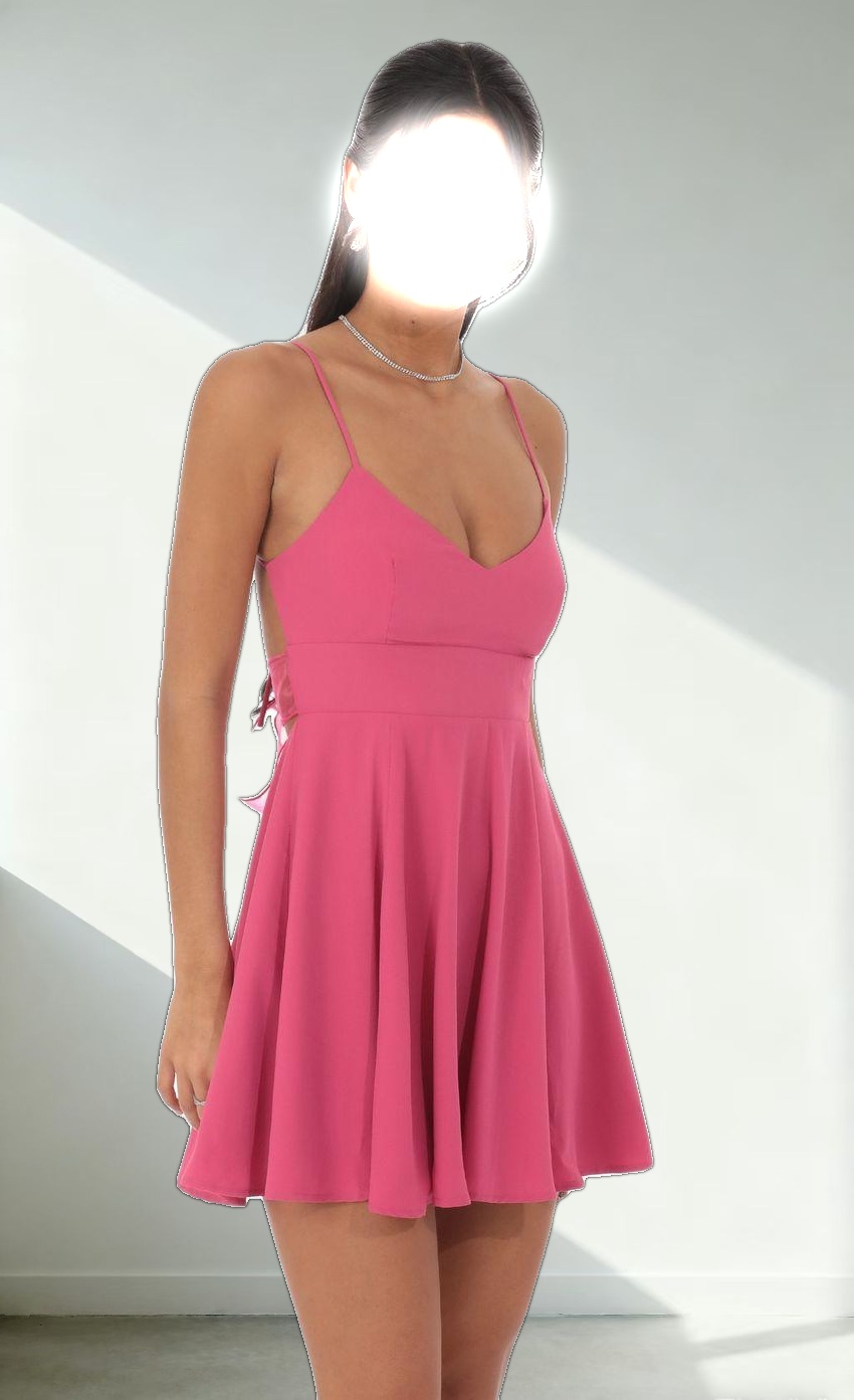 Open Back A-line Dress in Magenta