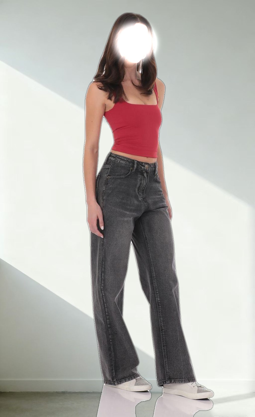 High Rise Wide Leg Jeans in Faded Black