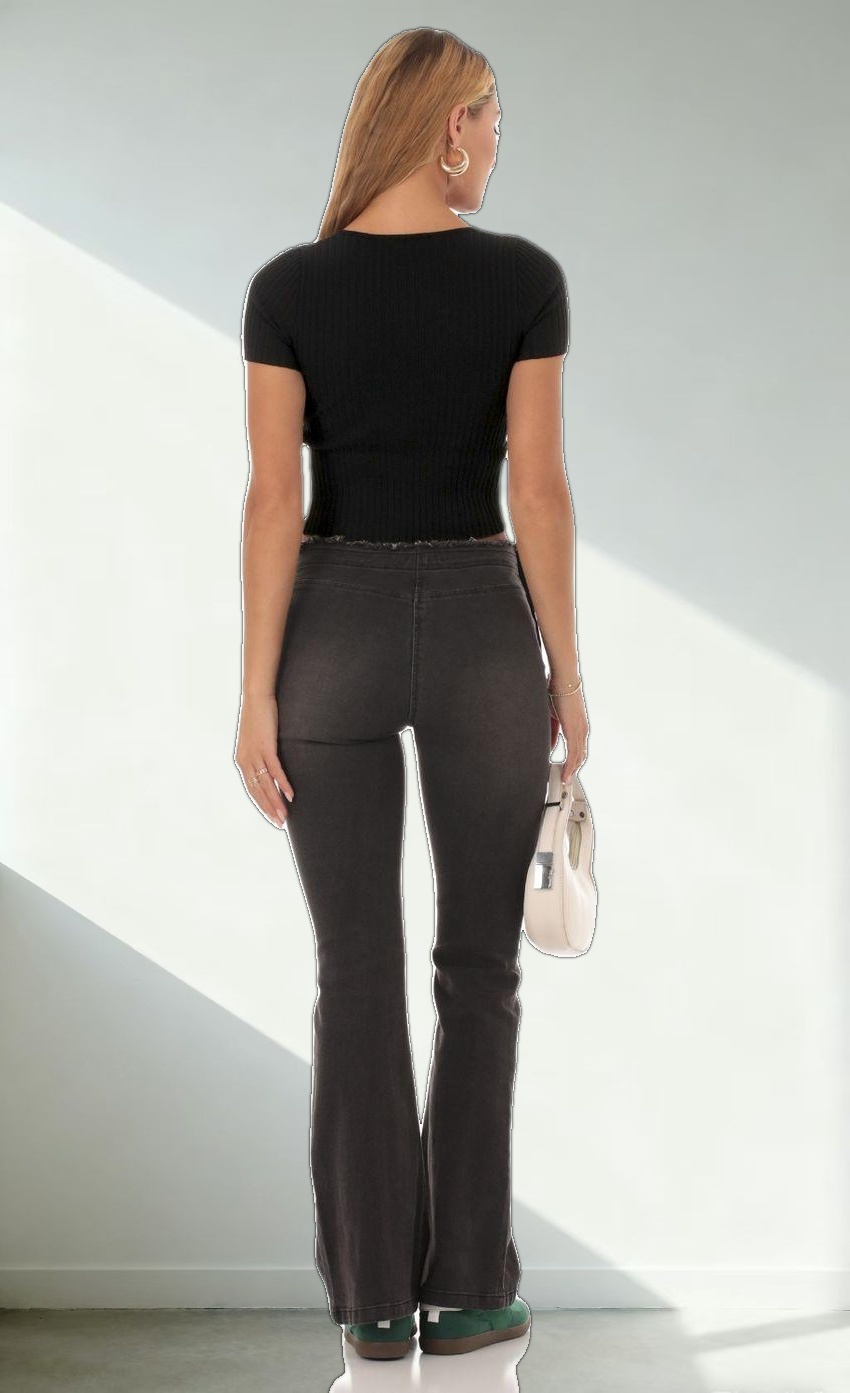 Ribbed Knit Top in Black