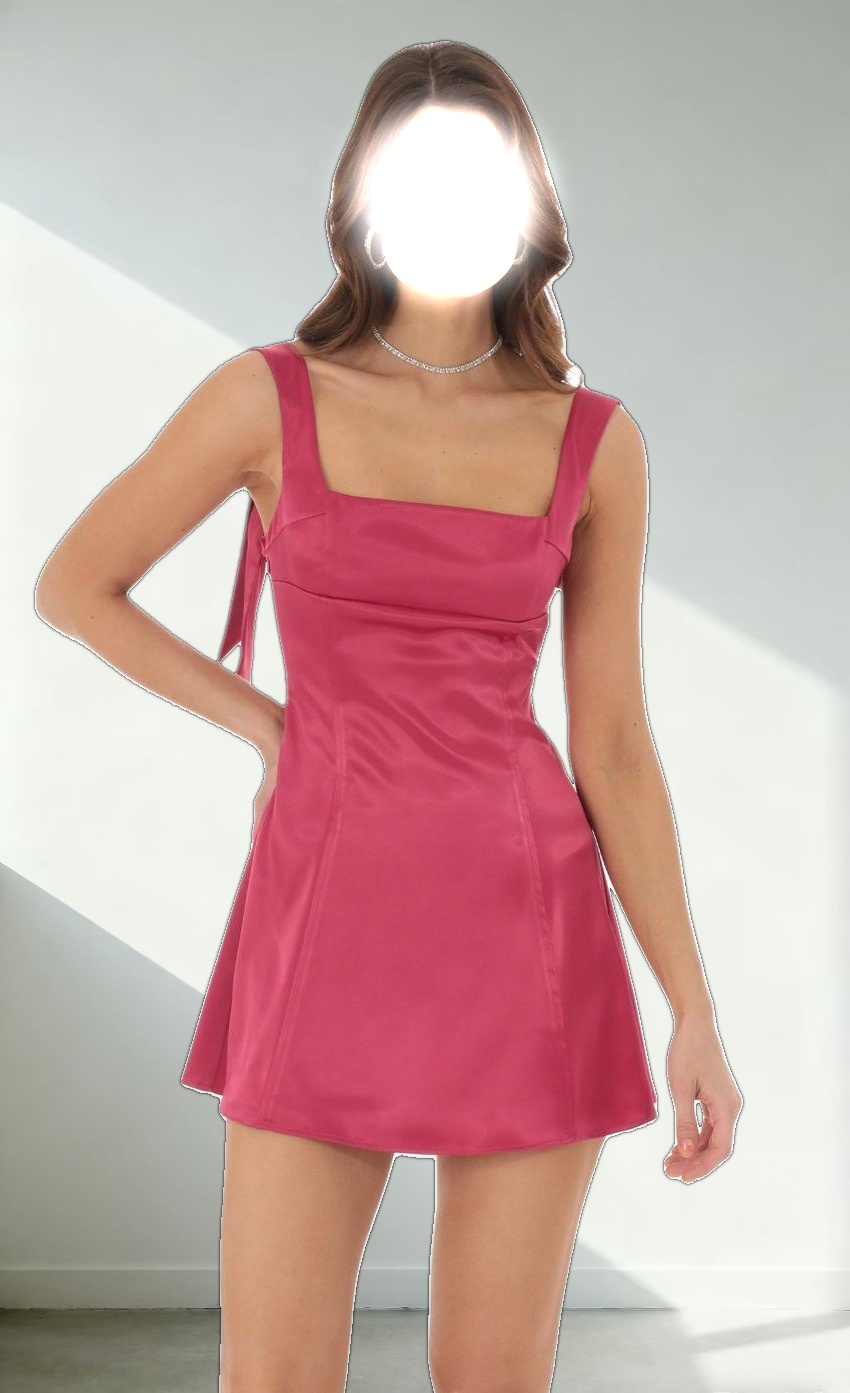 Back Bows Dress in Magenta
