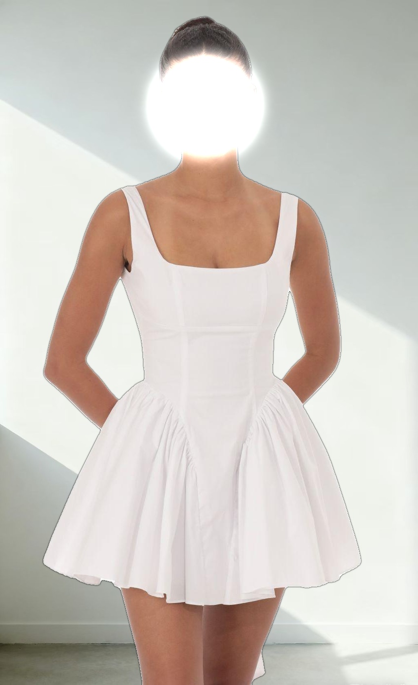 Open Back Flare Dress in White