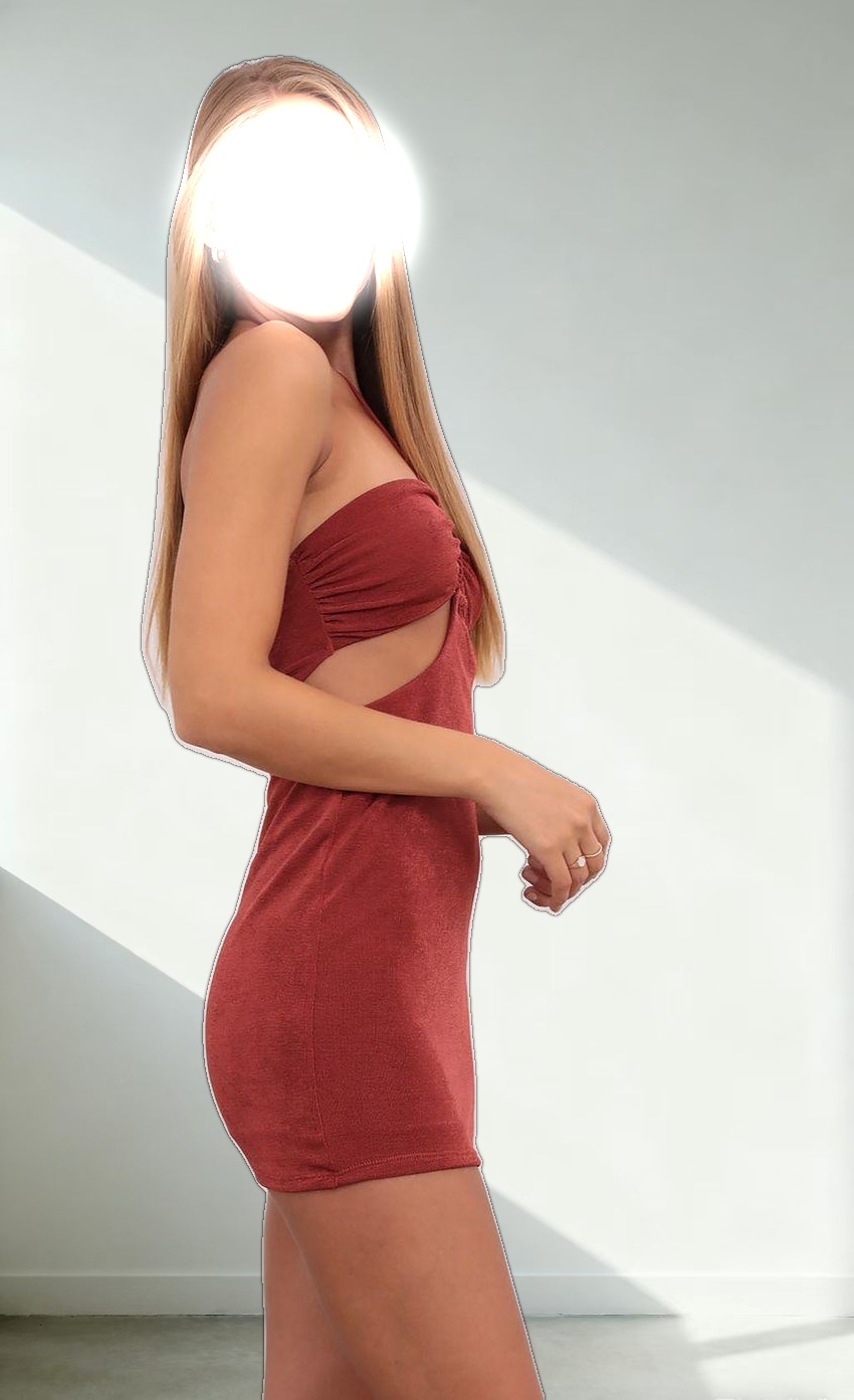 Cutout Dress in Rust