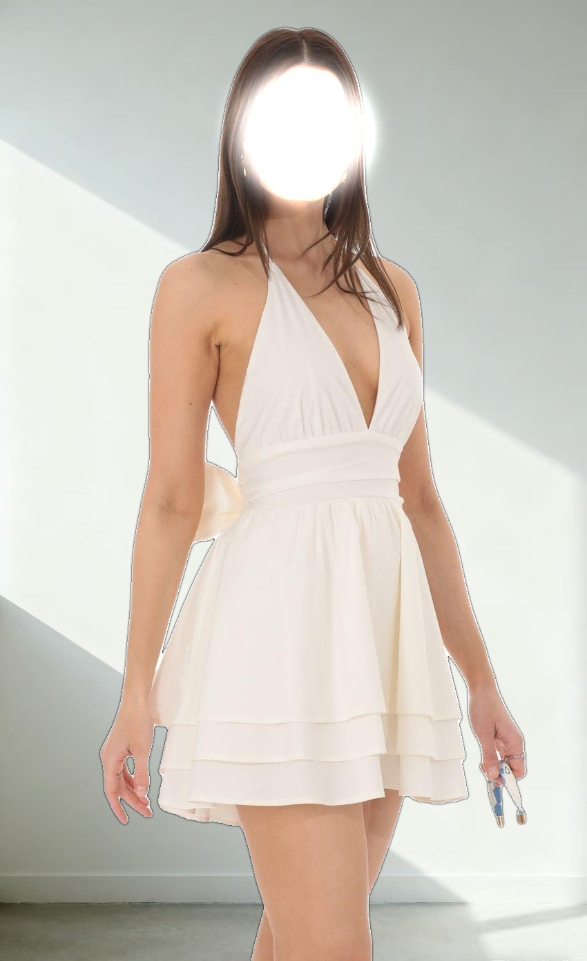 Open Back Halter Dress in White