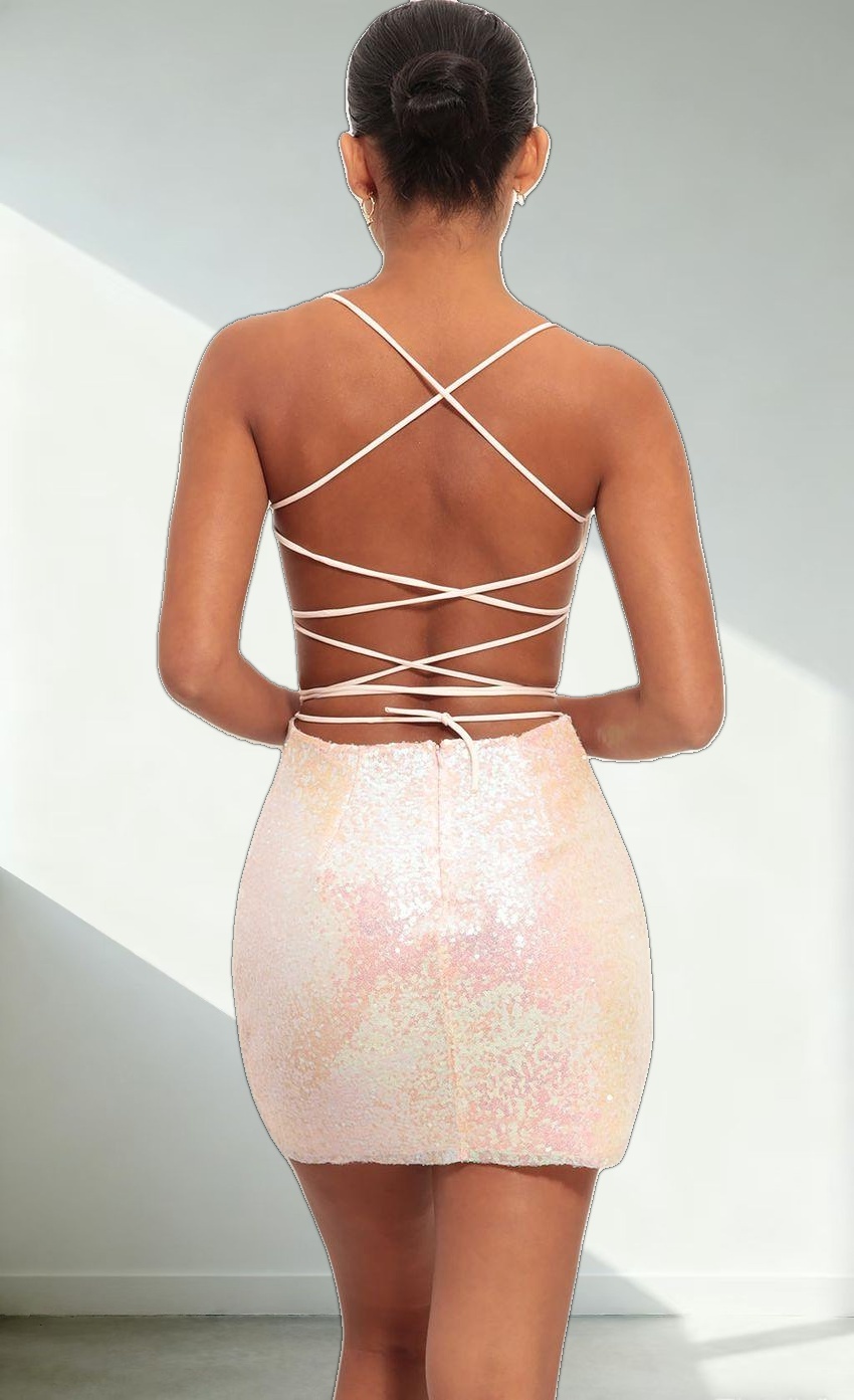 Sequin Dress in Pink Iridescent