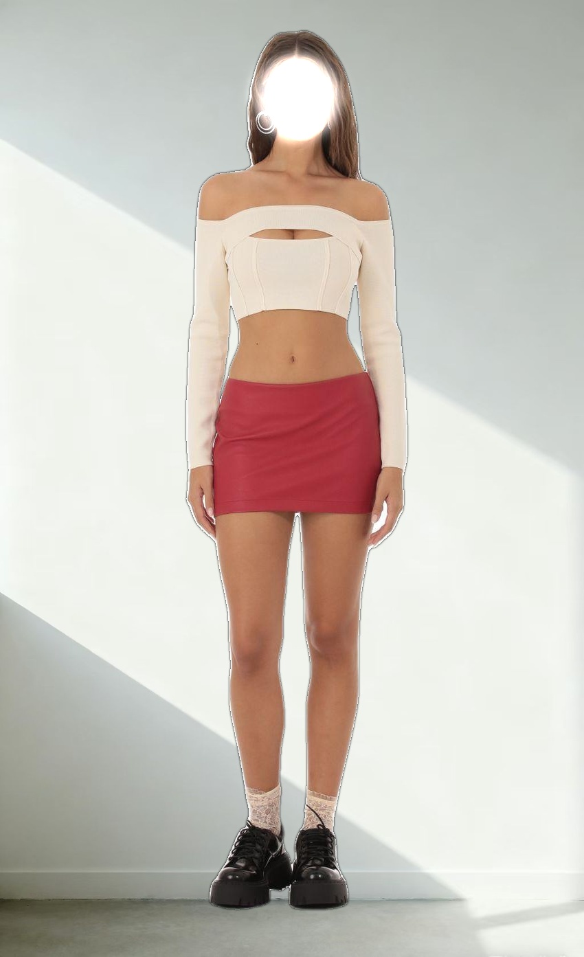 Cutout Off Shoulder Top in Cream