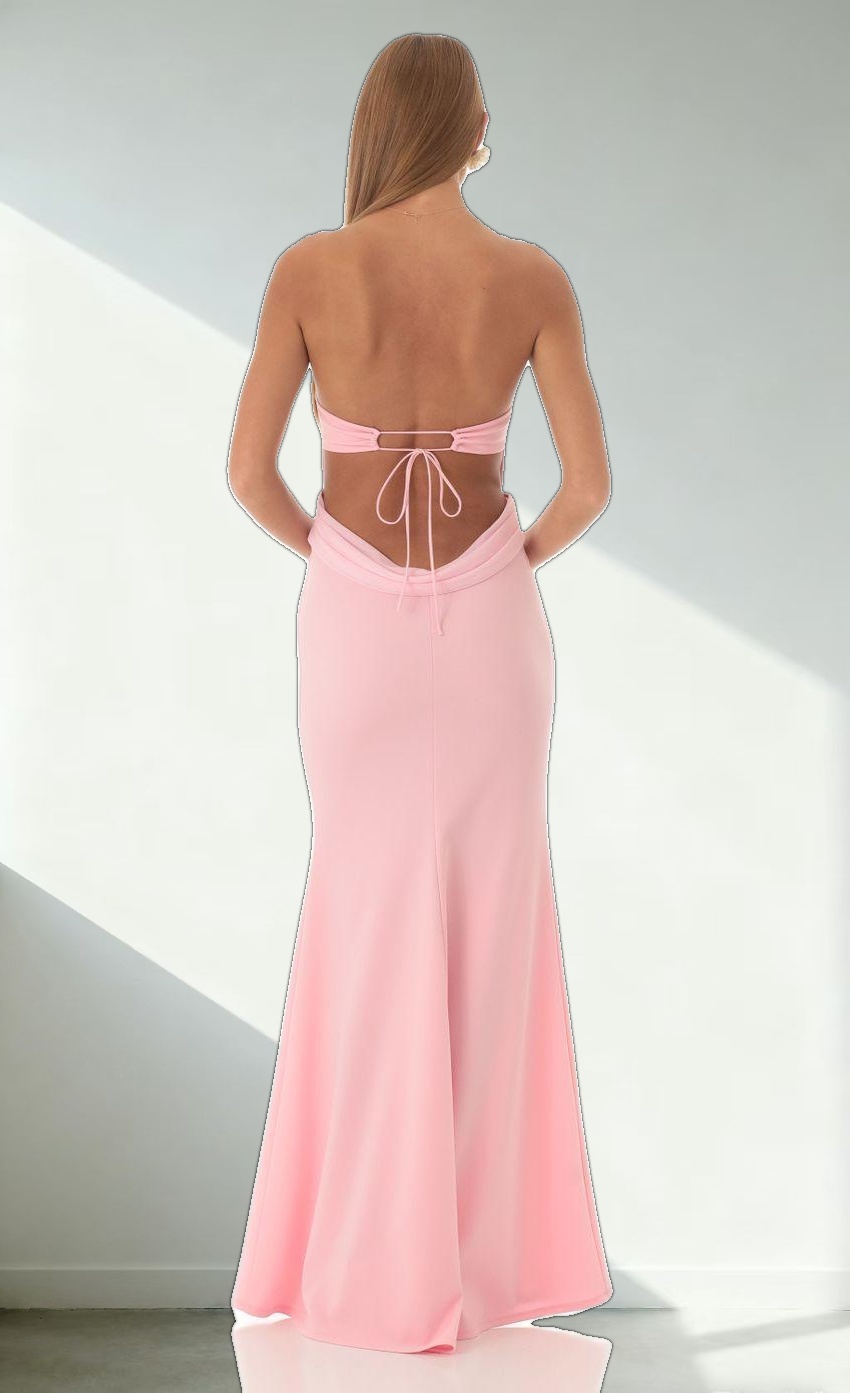 Mermaid Strapless Corset Maxi Dress in Pink