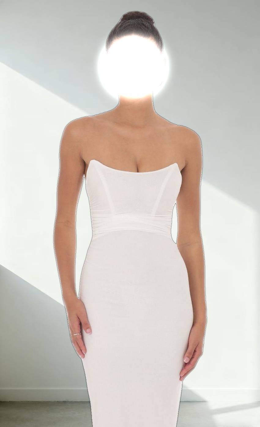 Corset Strapless Midi Dress in Blue