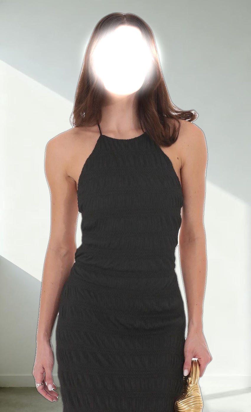 Smocked Maxi Dress in Black