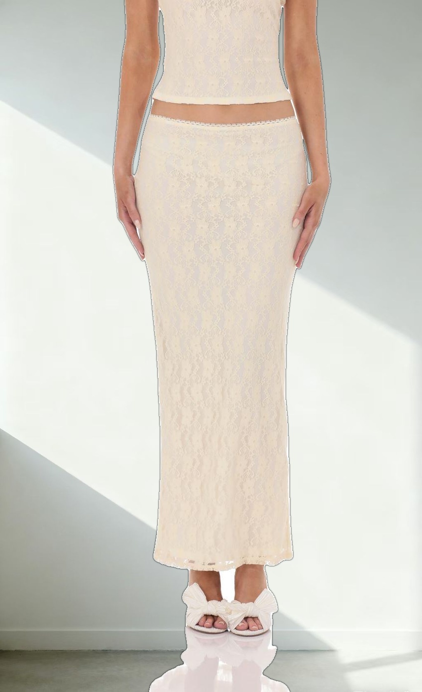 Strapless Lace Two Piece Set in Pastel Yellow